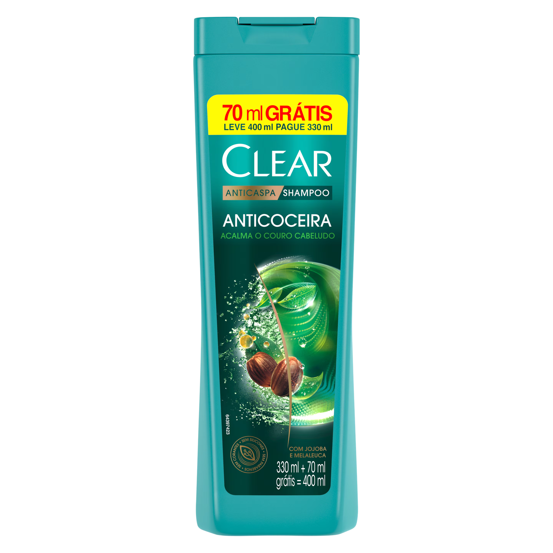 Shampoo Anticaspa Clear Anticoceira Frasco Leve 400ml Pague 330ml
