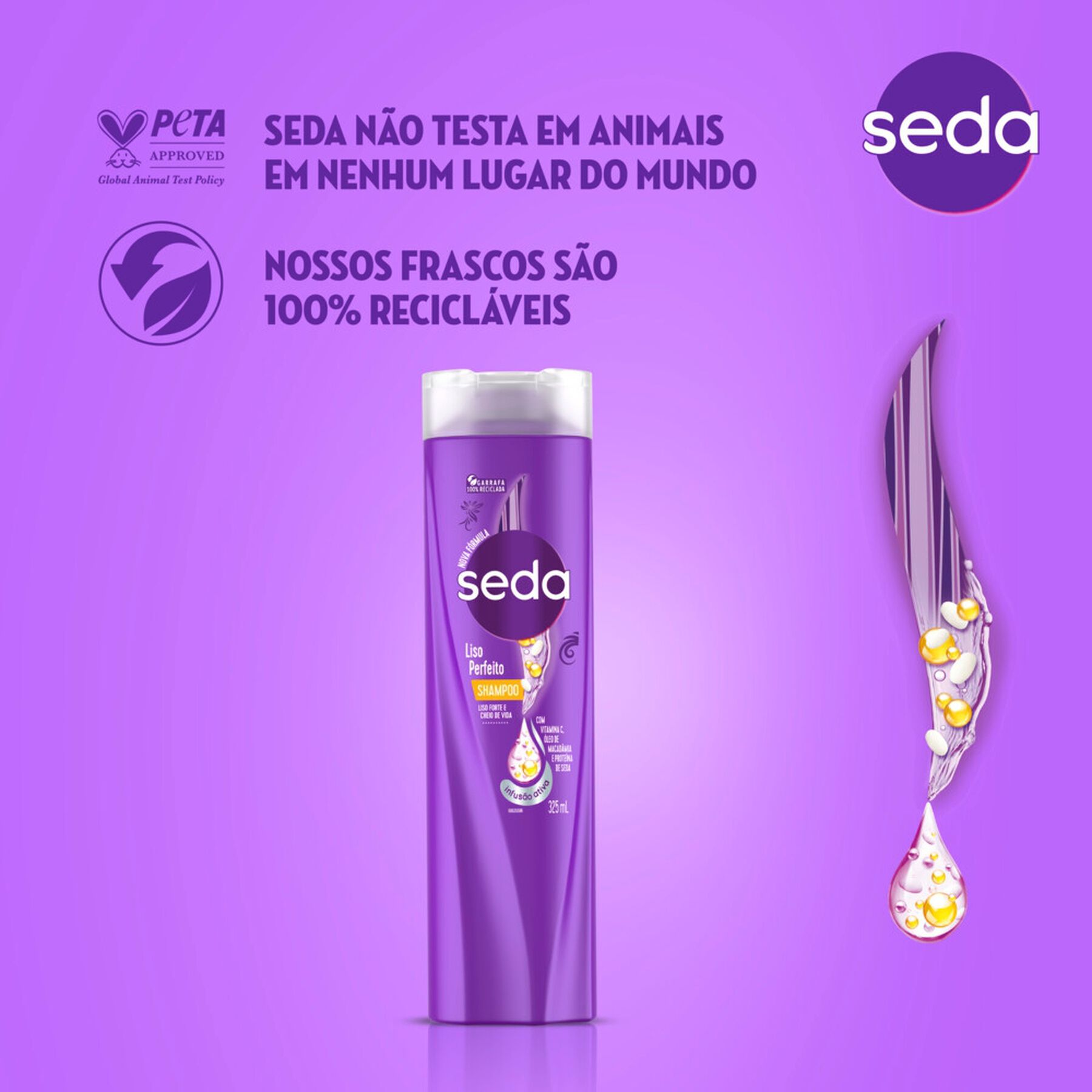 Shampoo Liso Perfeito Seda Frasco 325ml