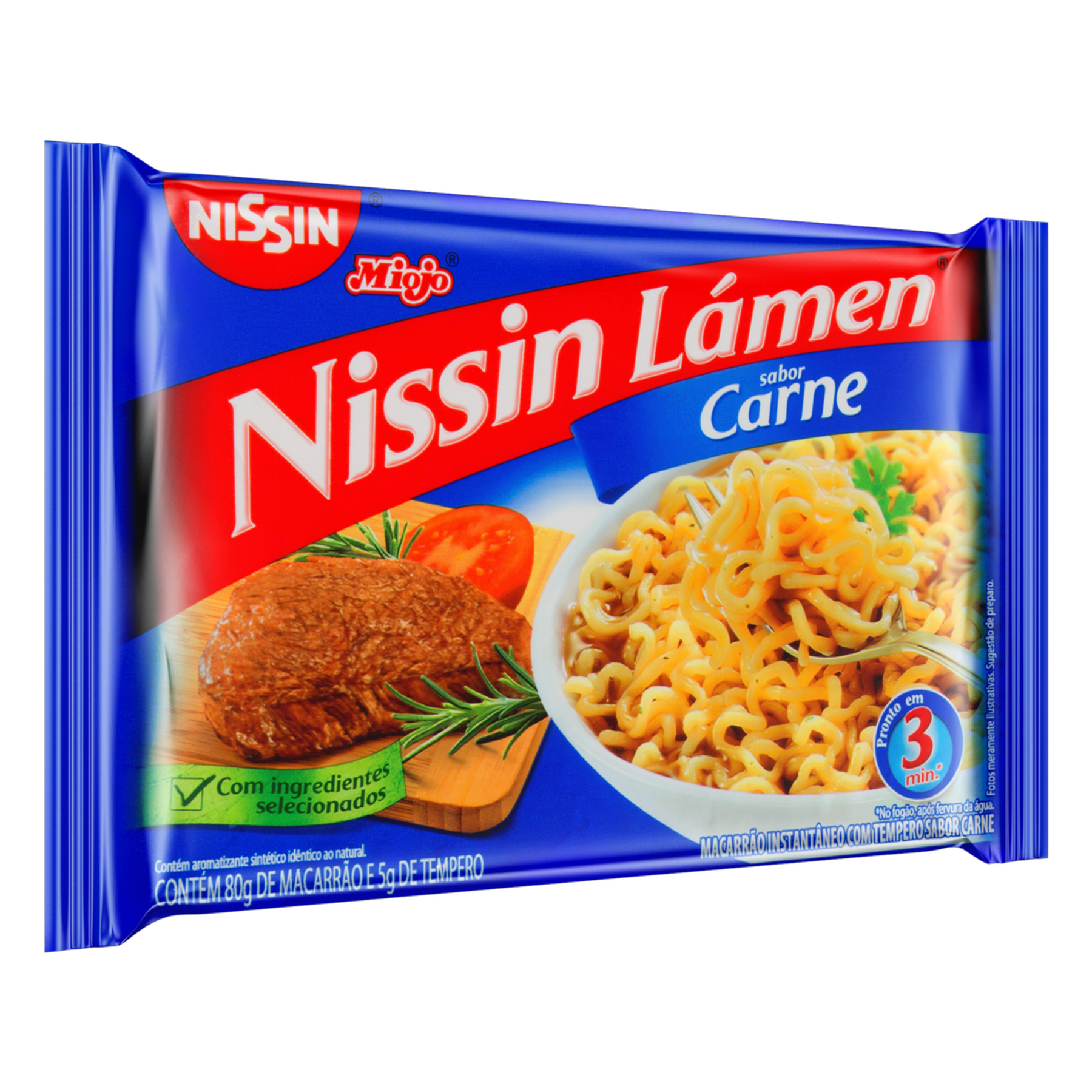 Macarr&atilde;o Instant&acirc;neo L&aacute;men Carne Nissin Miojo Pacote 85g