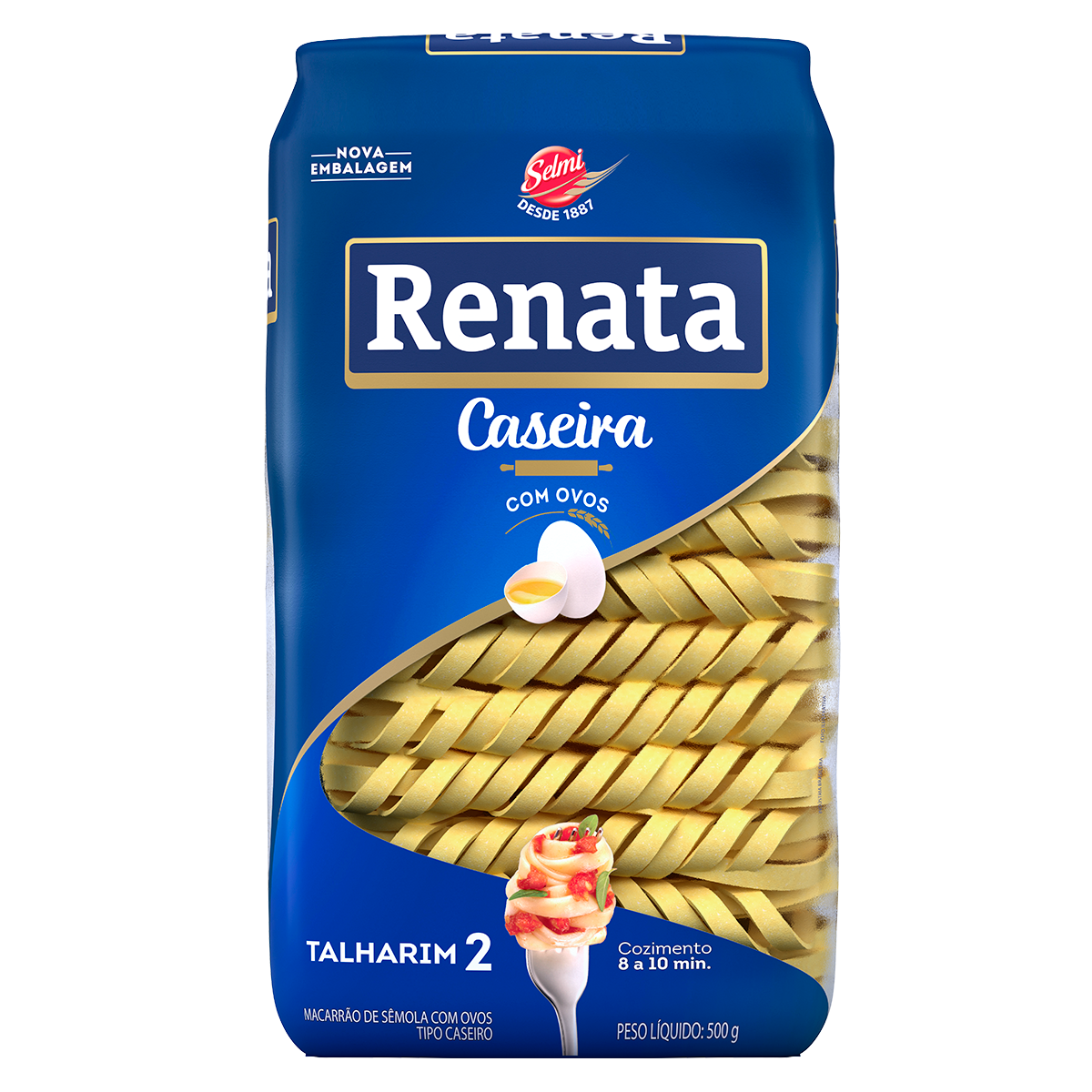 Macarr&atilde;o de S&ecirc;mola com Ovos Caseiro Talharim 2 Renata Pacote 500g&nbsp;