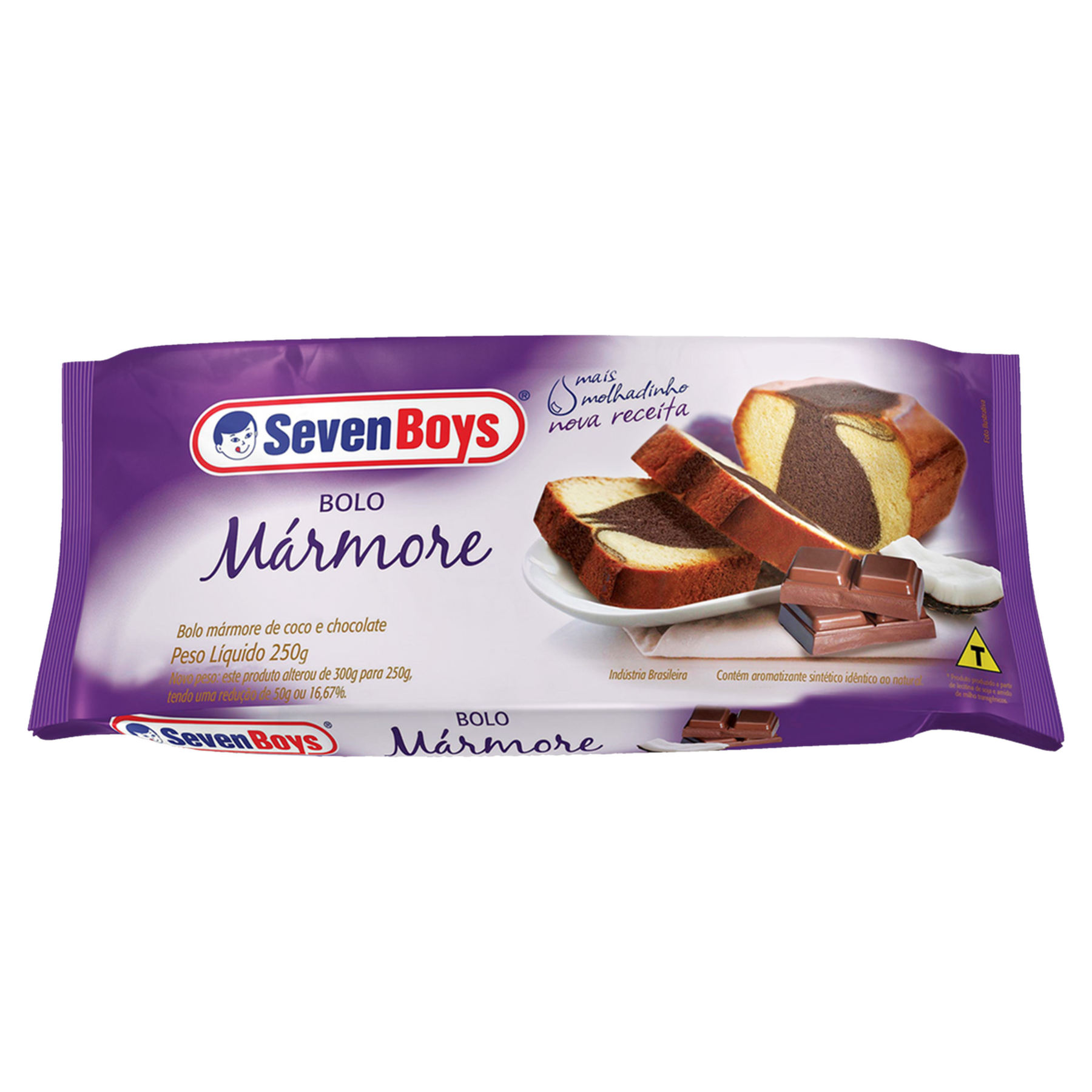 Bolo Mármore Coco e Chocolate Seven Boys Pacote 250g