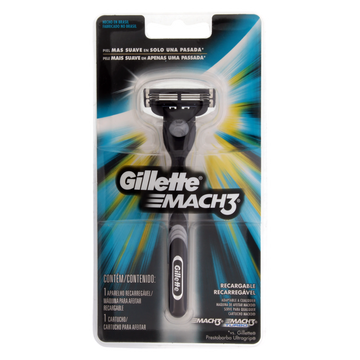 Aparelho Recarregável e Carga para Barbear Turbo Gillette Mach3