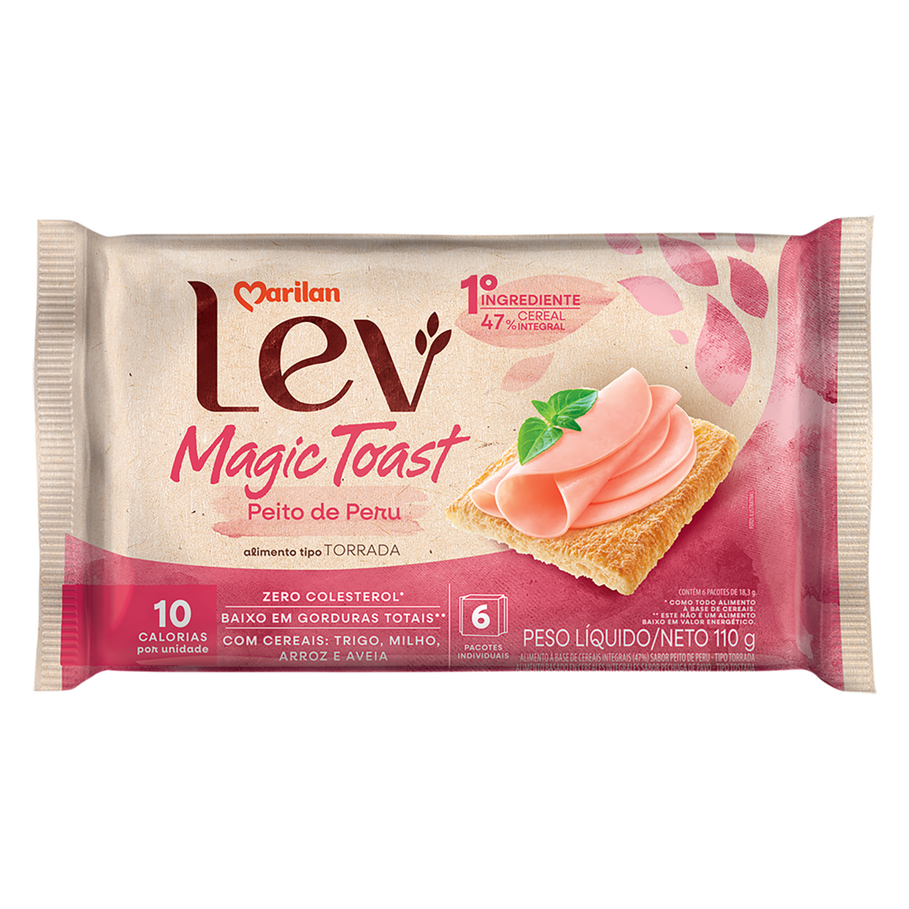 Torrada Integral Peito de Peru Lev Magic Toast Marilan Pacote 110g