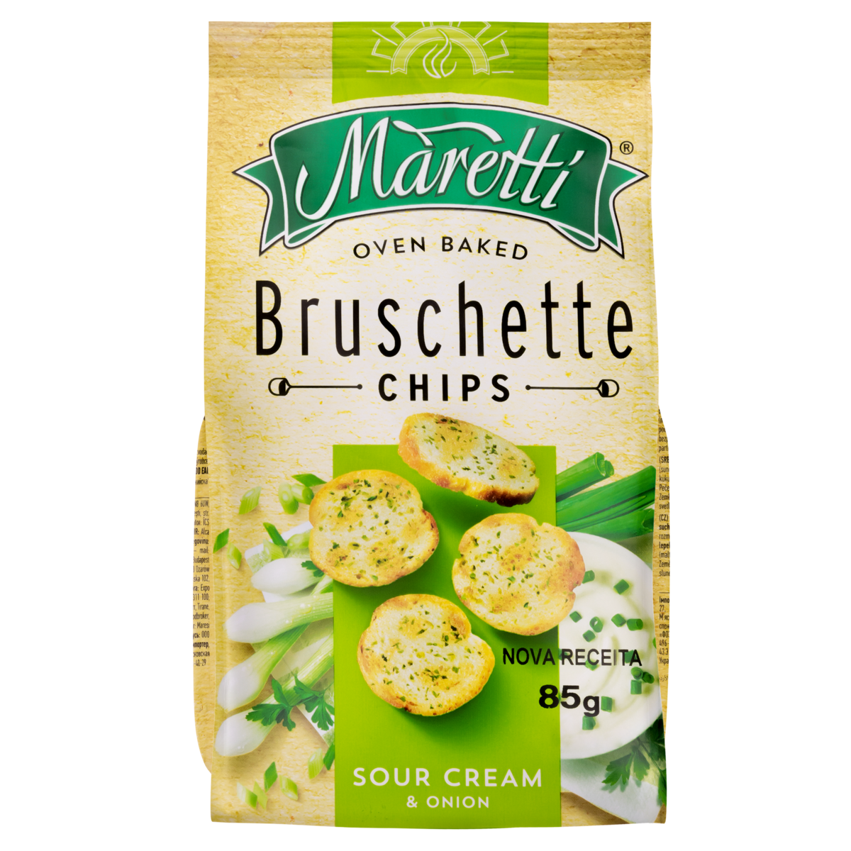 Snack de Trigo Creme Azedo e Cebola Bruschette Maretti Pacote 85g