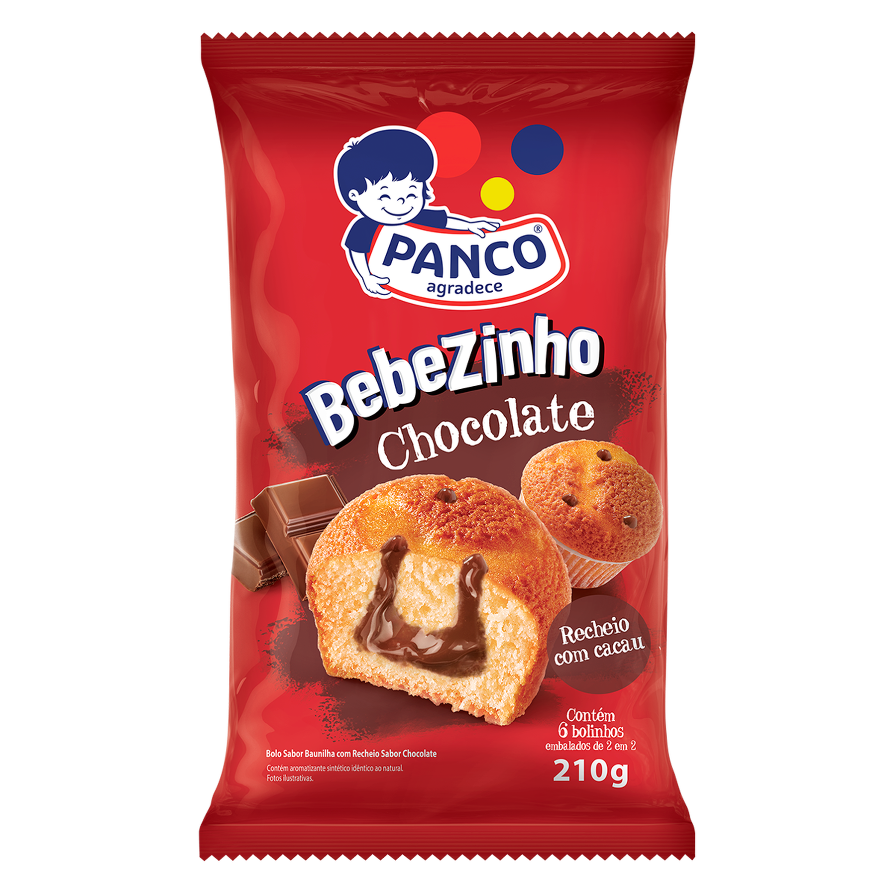 Bolinho Bebezinho de Chocolate Panco 210g C/6 Unidades