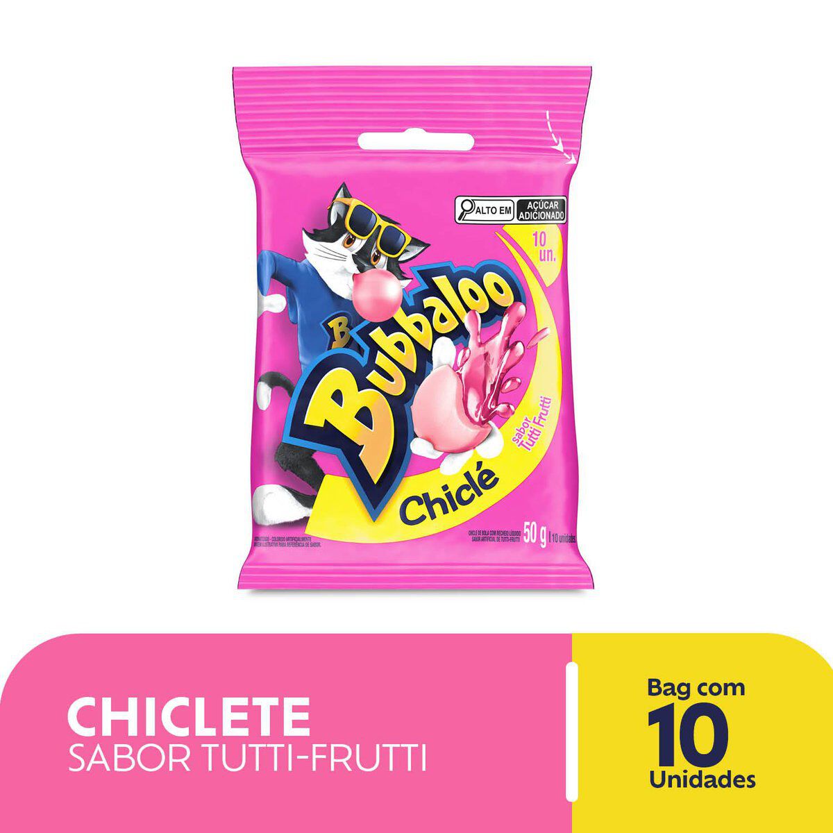 Chiclete Tutti-Frutti Bubbaloo Pacote 50g C/10 Unidades