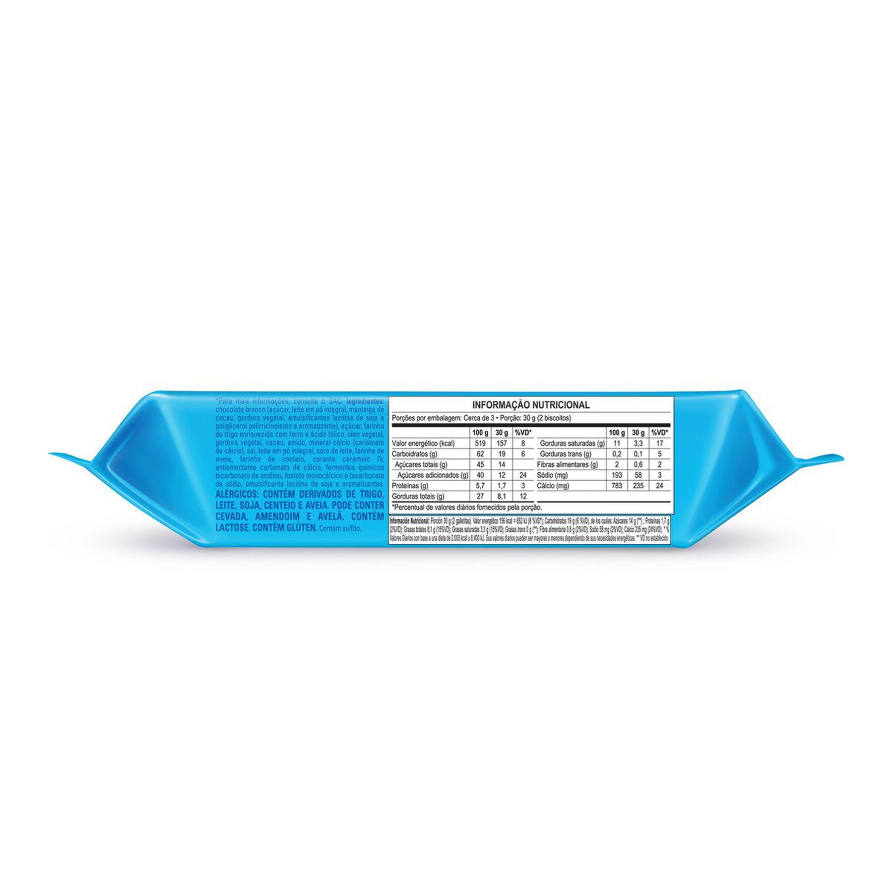 Biscoito Chocolate Recheio Baunilha Cobertura Chocolate Branco Negresco Nestlé Pacote 103g