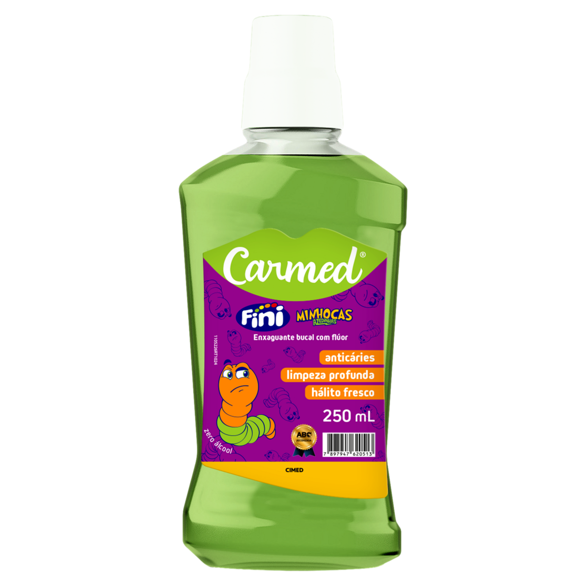 Enxaguante Bucal Zero &Aacute;lcool Fini Minhocas Azedinhas Carmed Frasco 250ml