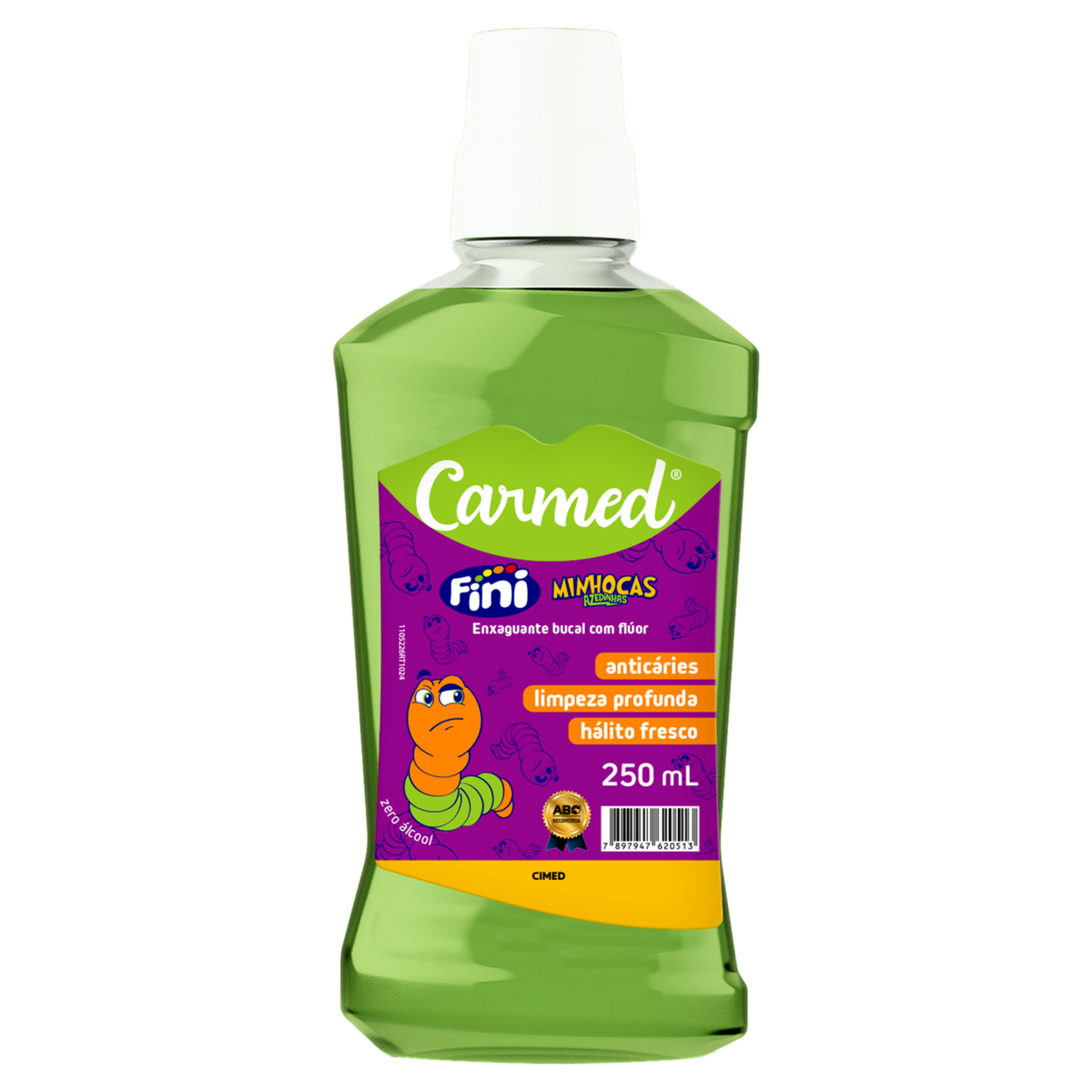 Enxaguante Bucal Zero Álcool Fini Minhocas Azedinhas Carmed Frasco 250ml