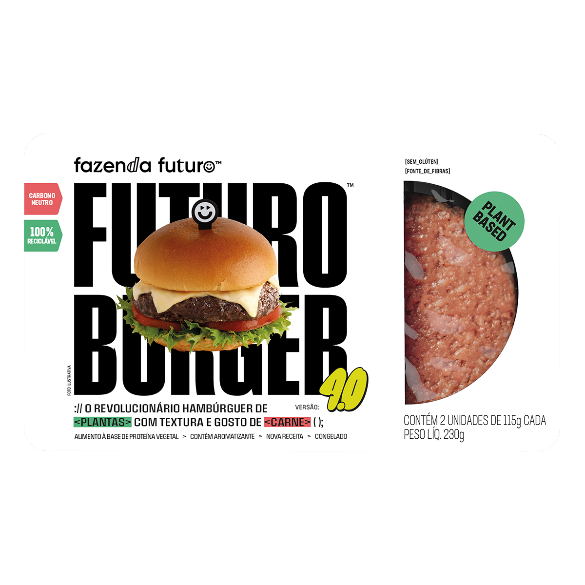 Hamb&uacute;rguer Vegetal Futuro Burguer Fazenda Futuro Bandeja 230g C/2 Unidades