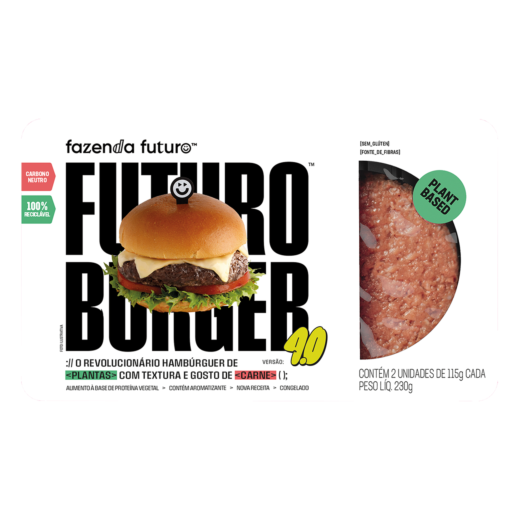 Hambúrguer Vegetal Futuro Burguer Fazenda Futuro Bandeja 230g C/2 Unidades