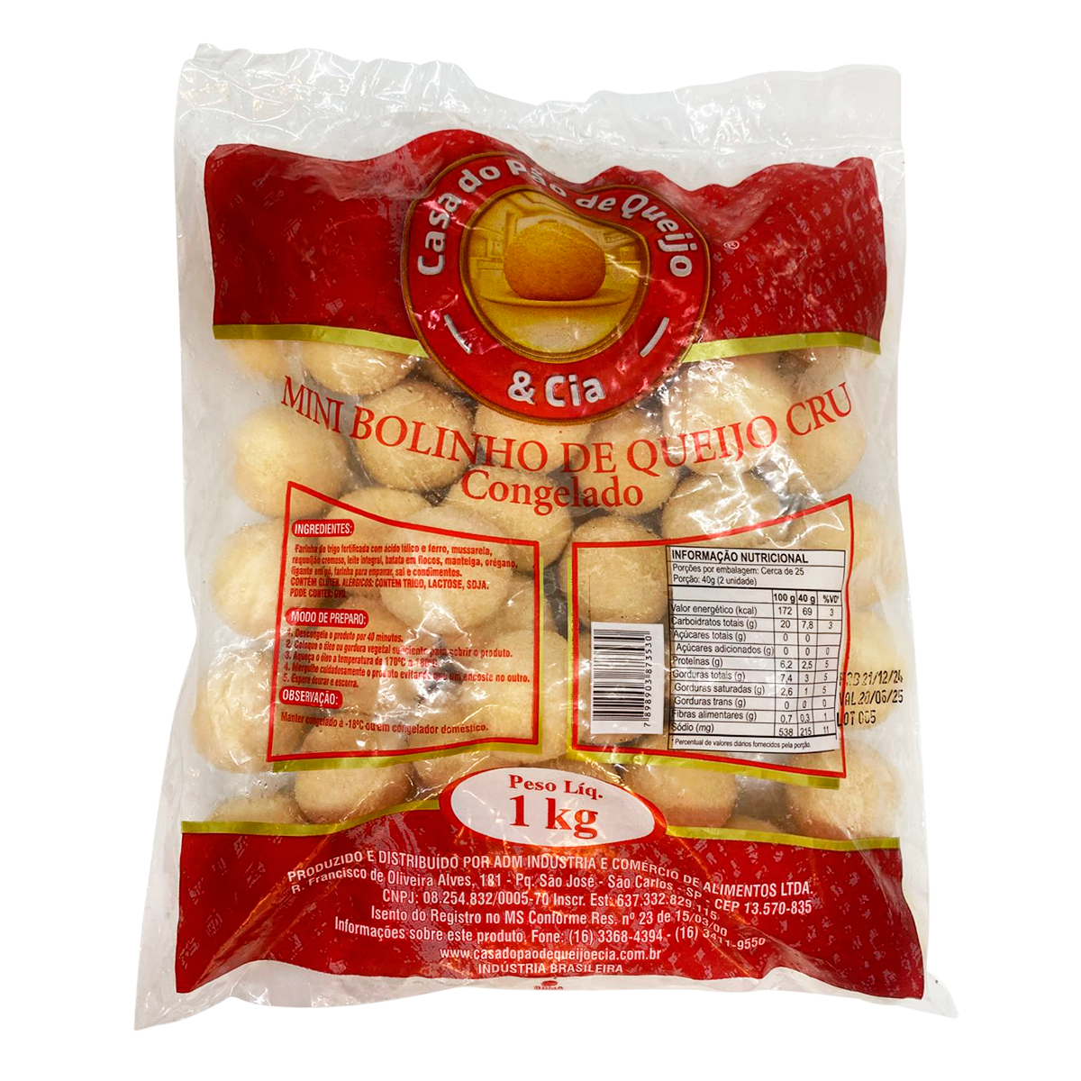 Mini Bolinho de Queijo Congelado Casa do P&atilde;o de Queijo Pacote 1kg