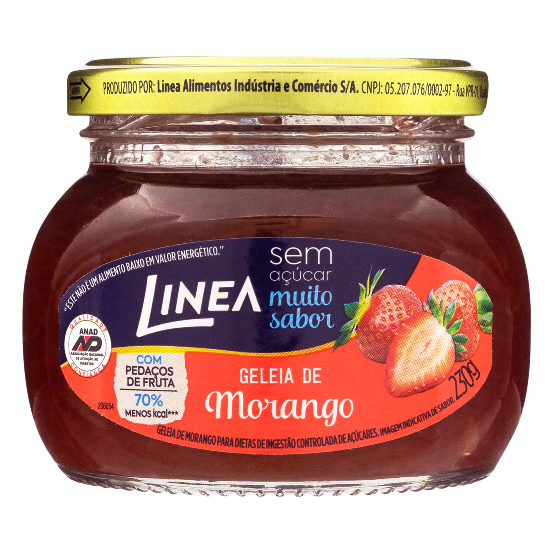 Geleia de Morango Sem A&ccedil;&uacute;car Linea Vidro 230g