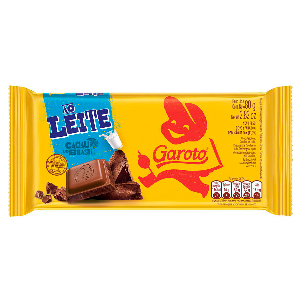 Chocolate ao Leite Garoto Tablete 80g&nbsp;