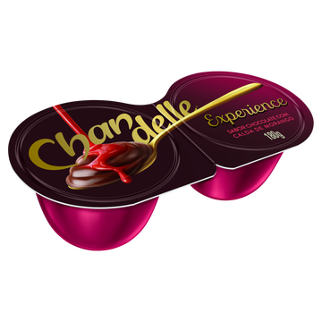 Sobremesa Láctea Chocolate Calda de Morango Chandelle Experience Bandeja 180g C/2 Unidades