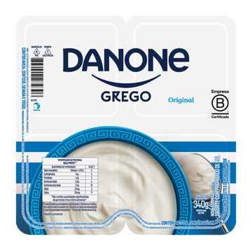Iogurte Integral Grego Original Danone Bandeja 340g C/4 Unidades