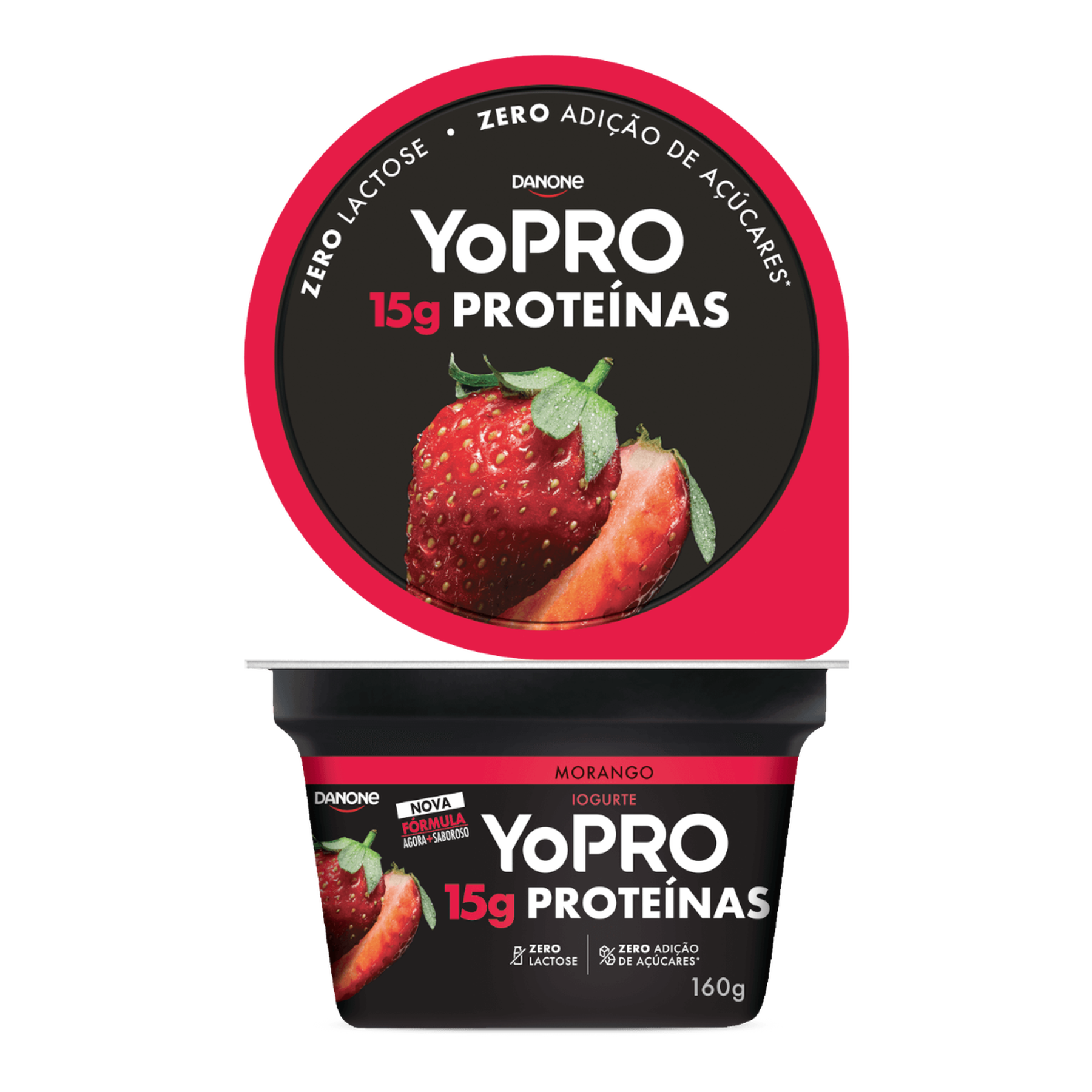 Iogurte Desnatado Morango Zero Lactose YoPRO Pote 160g