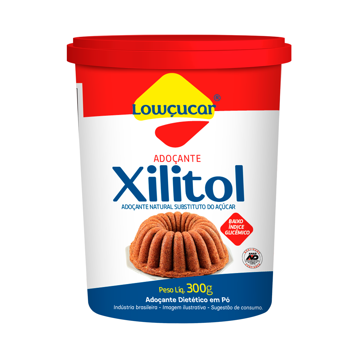 Ado&ccedil;ante em P&oacute; Xilitol Low&ccedil;ucar Pote 300g&nbsp;