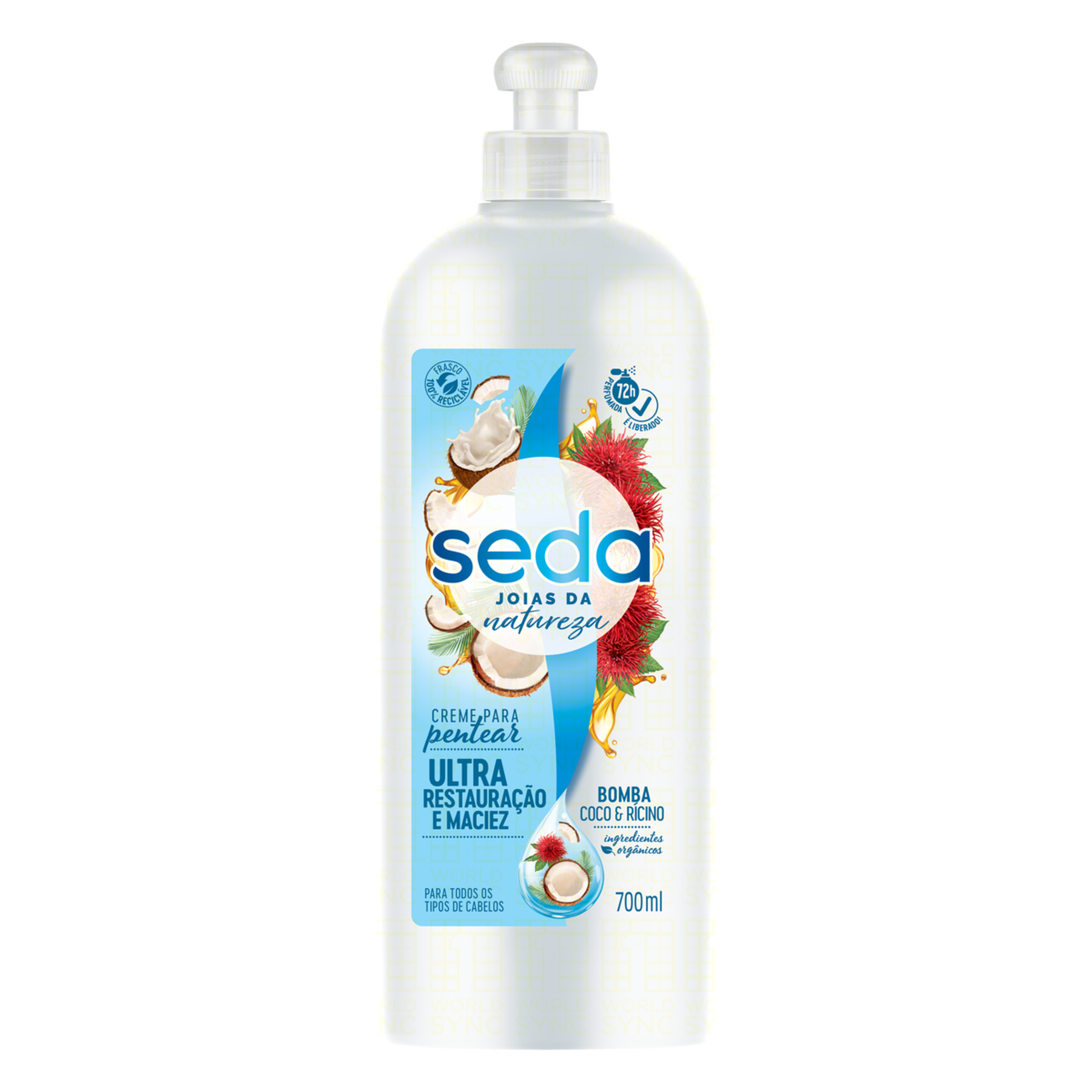 Creme para Pentear Bomba Coco e R&iacute;cino Seda Joias da Natureza Frasco 700ml