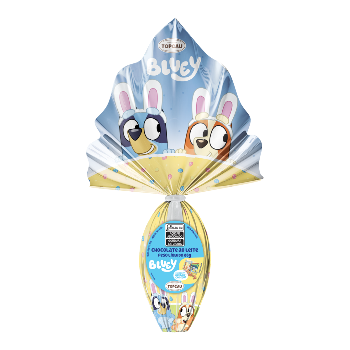 Ovo de P&aacute;scoa ao Leite Bluey Topcau 80g - Vem com 01 Quebra-Cabe&ccedil;a