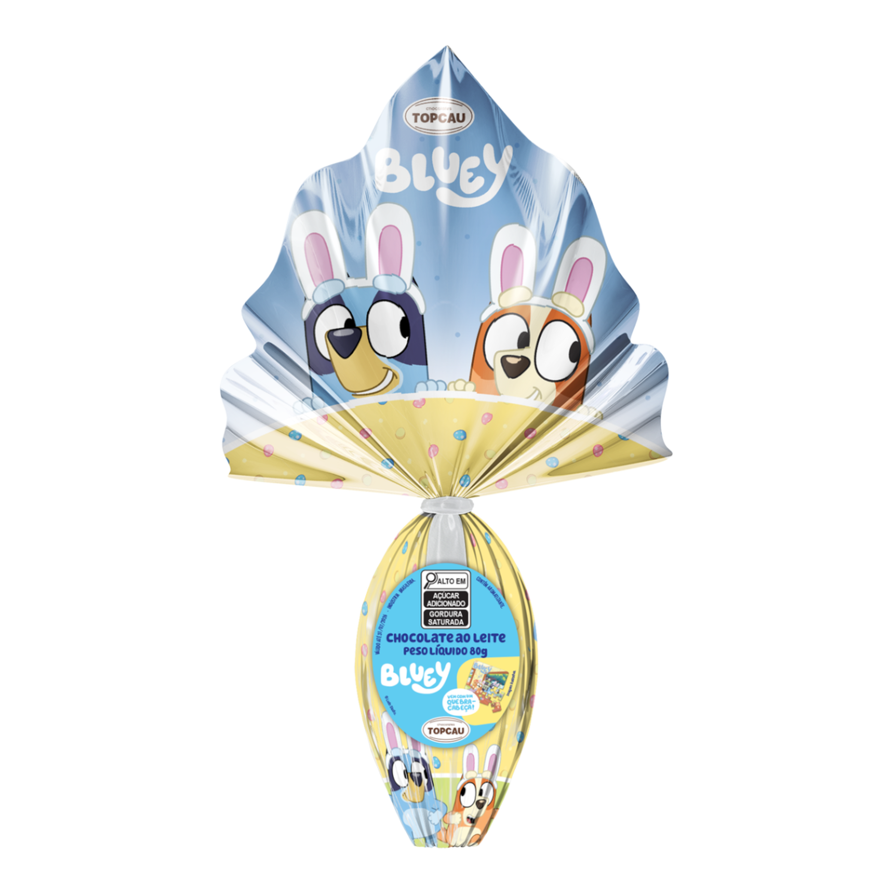 Ovo de P&aacute;scoa ao Leite Bluey Topcau 80g - Vem com 01 Quebra-Cabe&ccedil;a