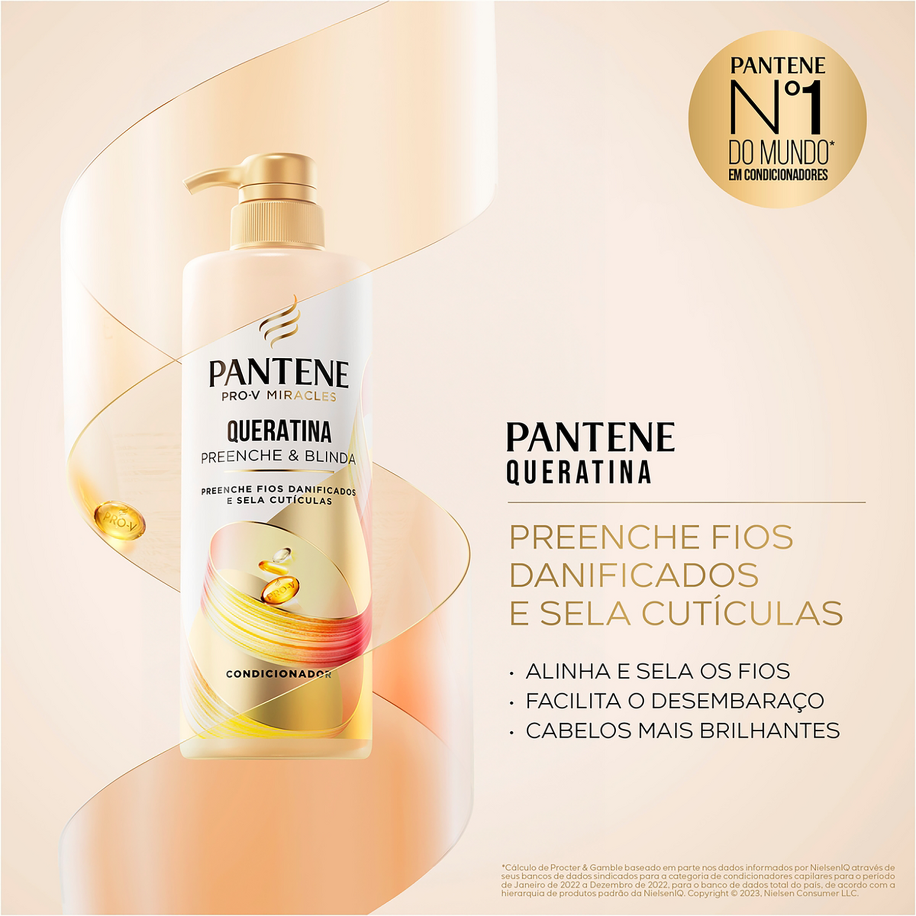 Condicionador Queratina Preenche e Blinda Pantene Frasco 510ml Pump