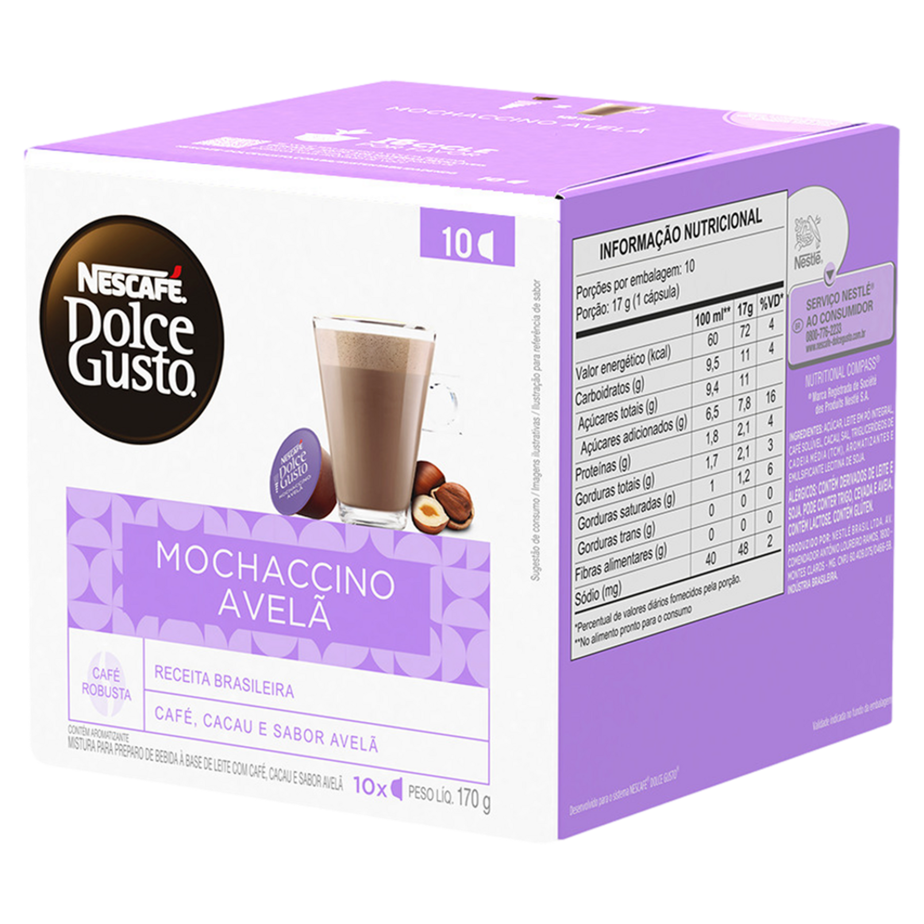 Mochaccino em Cápsula Avelã Dolce Gusto Nescafé Caixa C/10 Unidades