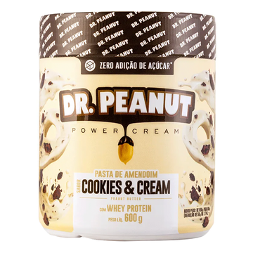 Pasta de Amendoim Cookies e Cream com Whey Protein Dr. Peanut Pote 600g