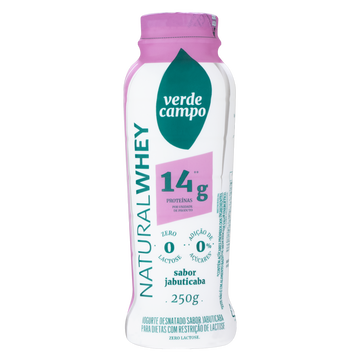 Iogurte Desnatado Jabuticaba Zero Lactose Verde Campo Natural Whey Frasco 250g