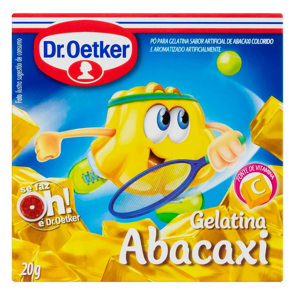 Gelatina em P&oacute; de Abacaxi Dr. Oetker Caixa 20g
