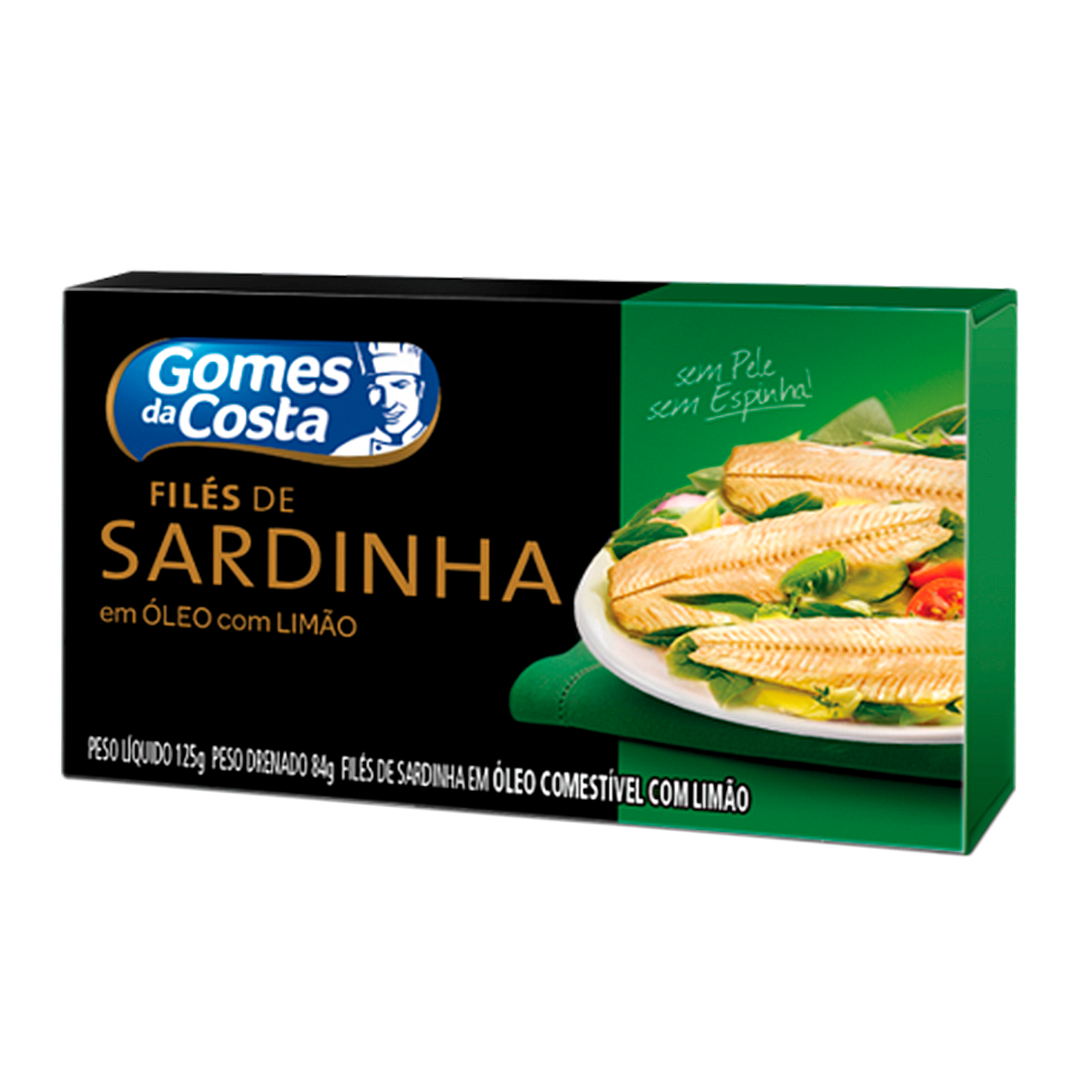 Fil&eacute; de Sardinha com &Oacute;leo com Lim&atilde;o Gomes da Costa Caixa 85g