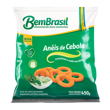 Anéis de Cebola Empanados Pré-Fritos Congelados Bem Brasil Pacote 450g