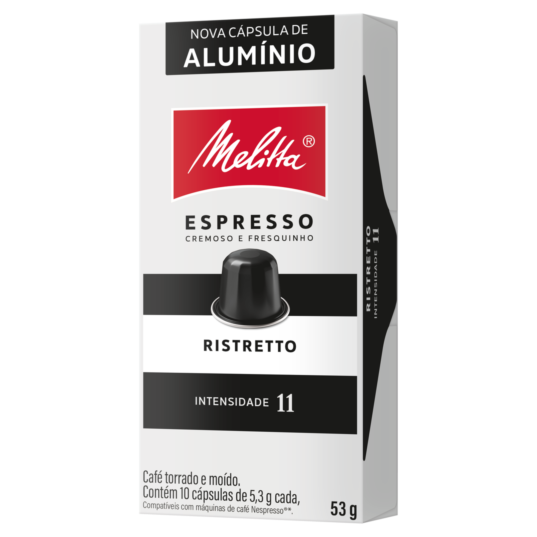 Caf&eacute; em C&aacute;psula Torrado e Mo&iacute;do Ristretto Espresso Melitta Caixa 53g C/10 Unidades