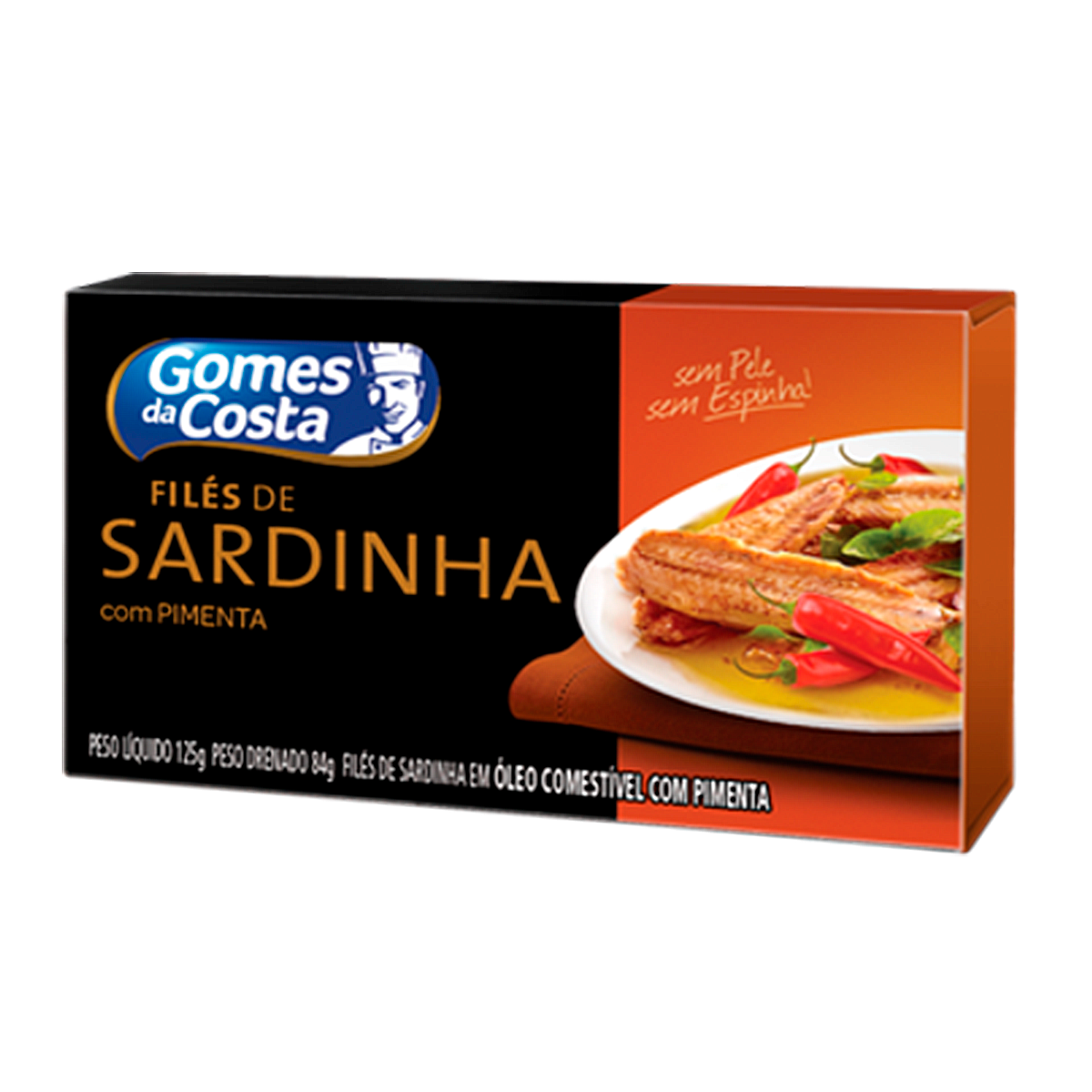 Fil&eacute; de Sardinha com &Oacute;leo com Pimenta Gomes da Costa Caixa 85g