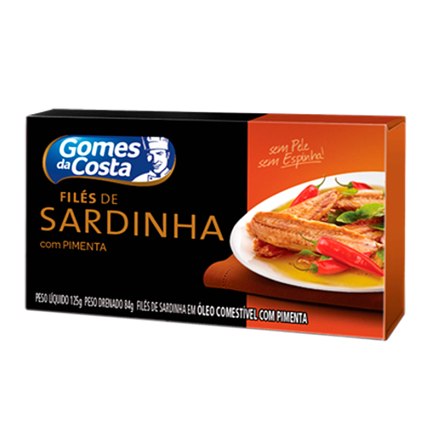 Fil&eacute; de Sardinha com &Oacute;leo com Pimenta Gomes da Costa Caixa 85g