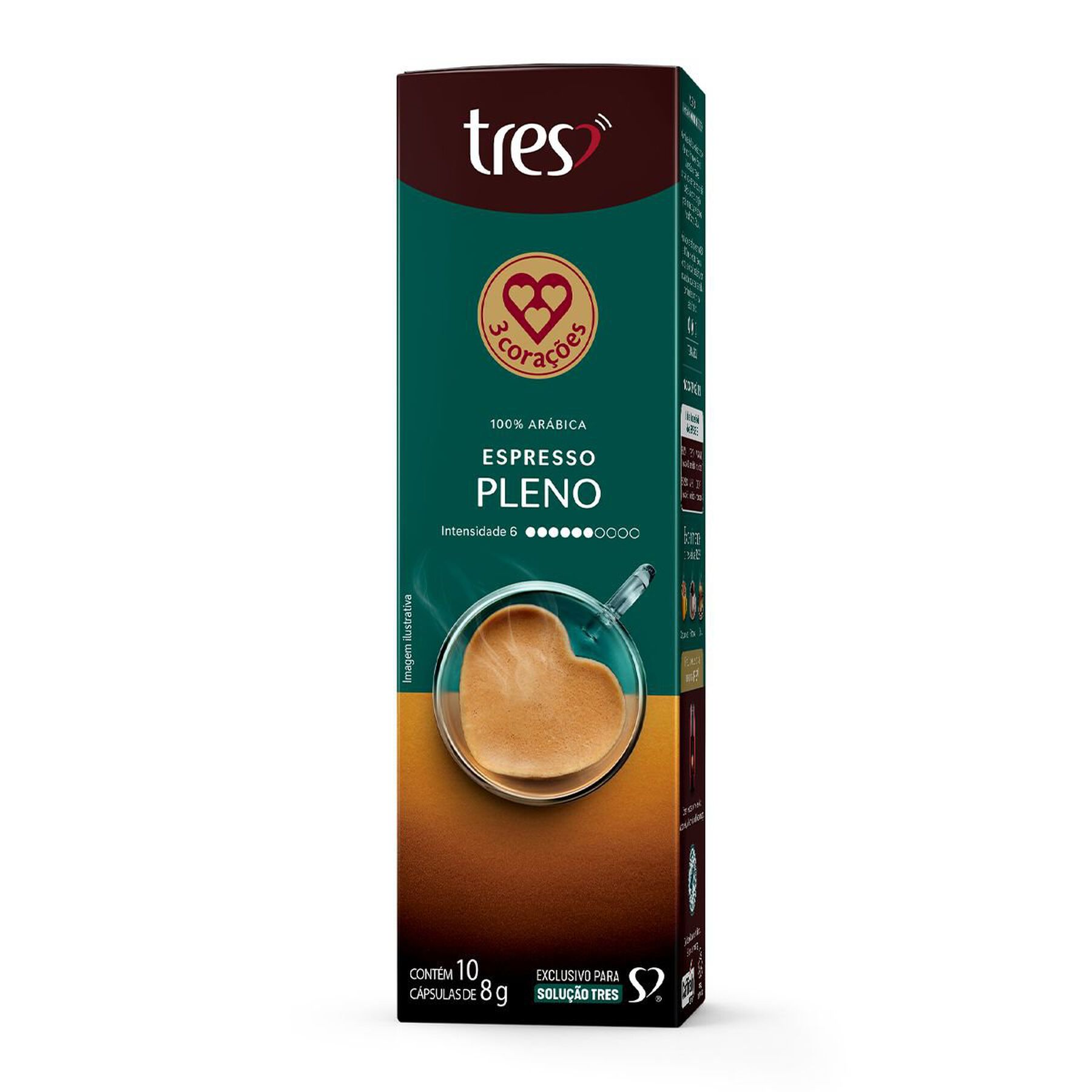 Café em Cápsula Torrado e Moído Espresso Pleno Tres Caixa 80g 10 Unidades
