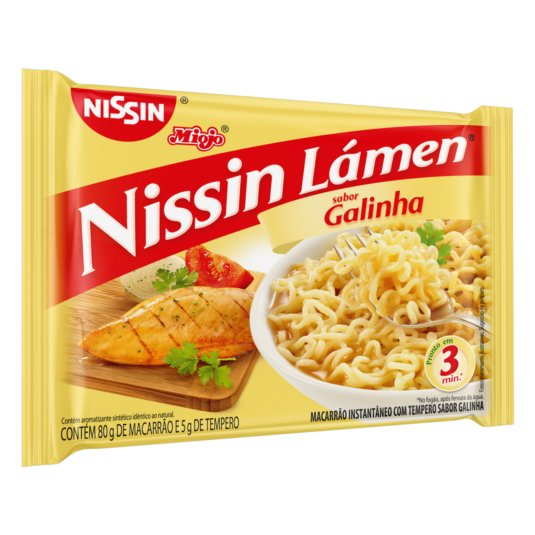 Macarr&atilde;o Instant&acirc;neo L&aacute;men Galinha Nissin Miojo Pacote 85g