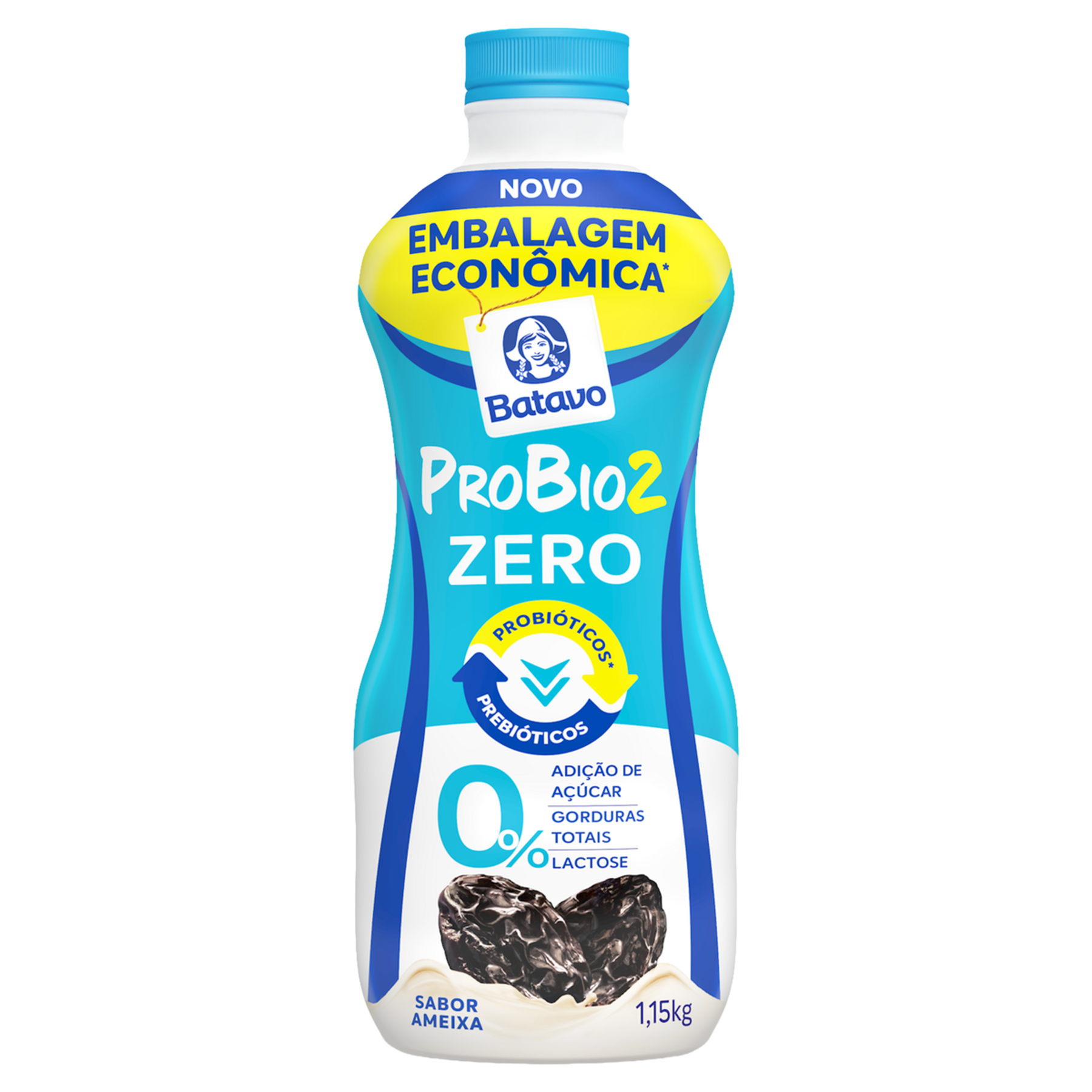 Iogurte Desnatado Ameixa Zero Lactose Batavo Probio2 Zero Garrafa 1,15kg