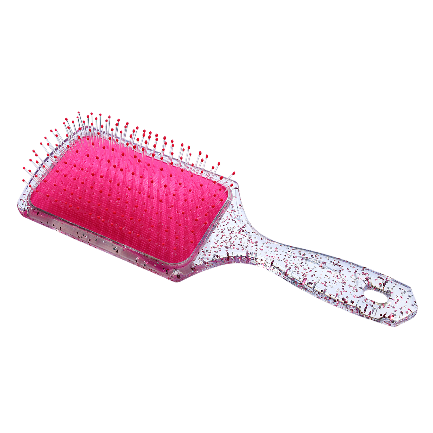 Escova para Cabelo Quadrada Glitter Transparente Corpus - Sortida