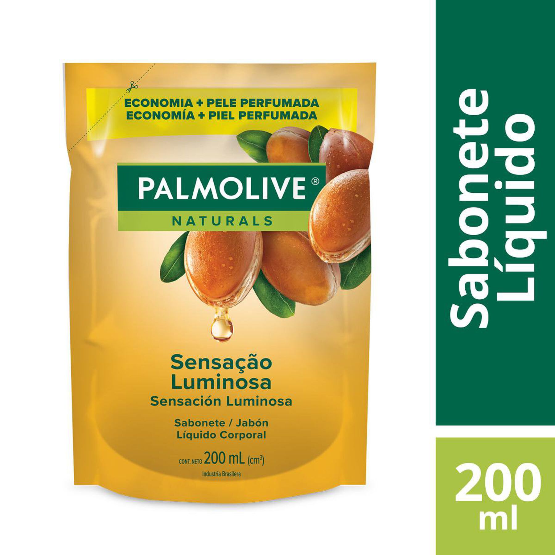 Sabonete L&iacute;quido Sensa&ccedil;&atilde;o Luminosa Palmolive Naturals Sach&ecirc; 200ml Embalagem Econ&ocirc;mica