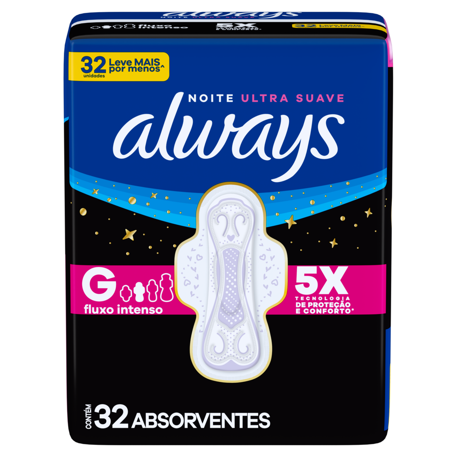 Absorvente com Abas Noite Ultras Suave Always G Pacote C/32 Unidades - Embalagem Leve Mais Pague Menos