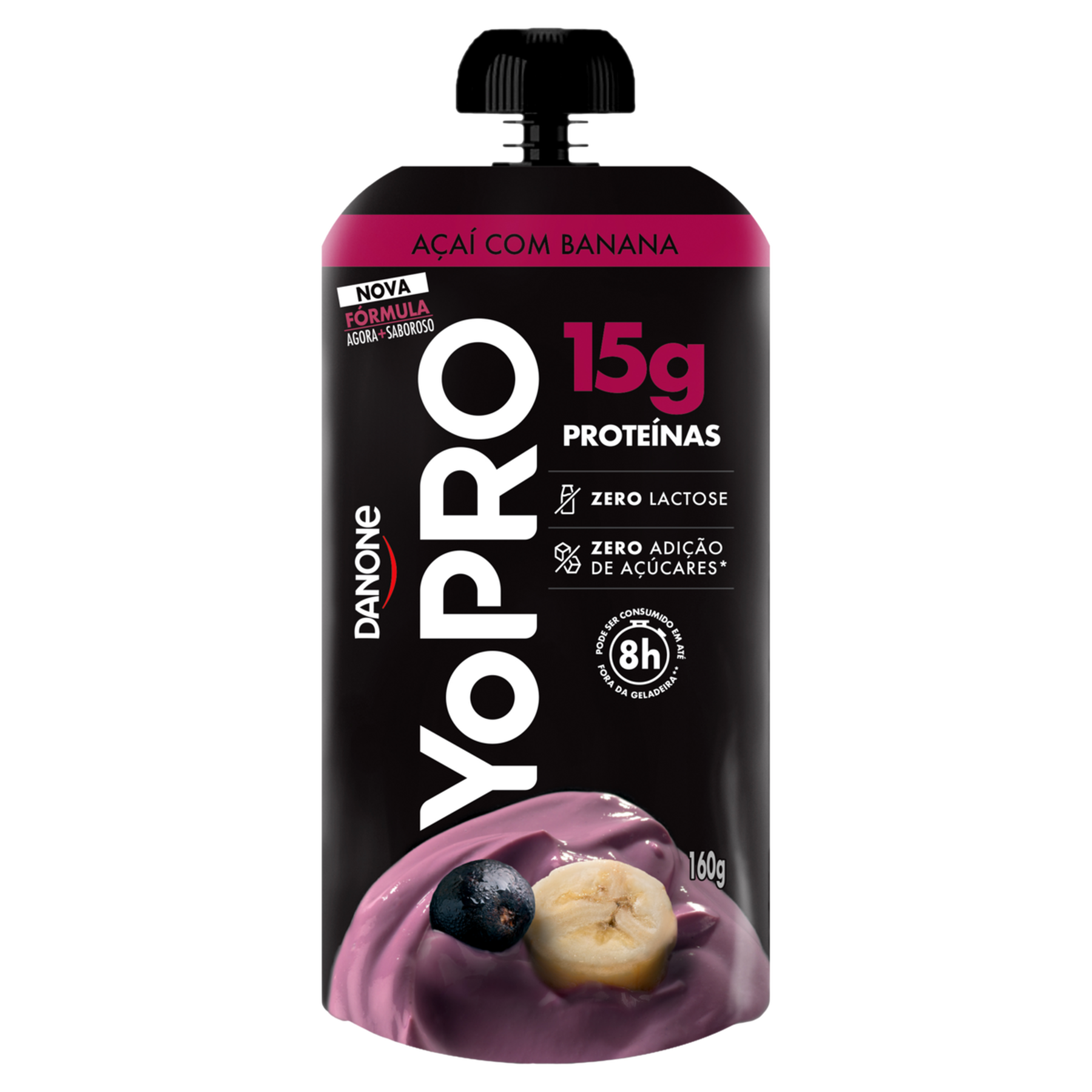 Iogurte Desnatado A&ccedil;a&iacute; com Banana Zero Lactose YoPRO Squeeze 160g
