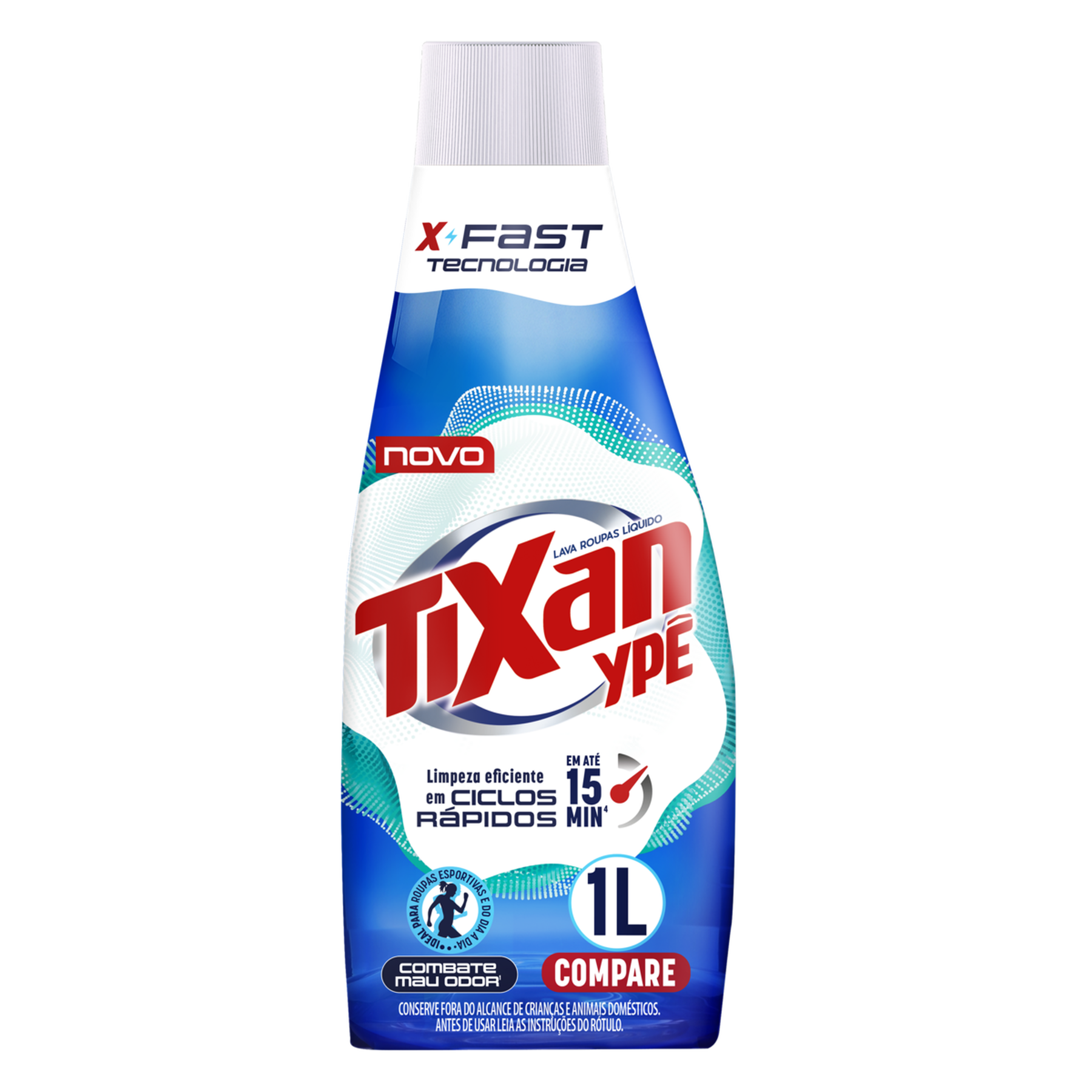 Sab&atilde;o L&iacute;quido Lava Roupas Ciclos R&aacute;pidos Combate Mau Odor Tixan Yp&ecirc; Frasco 1l