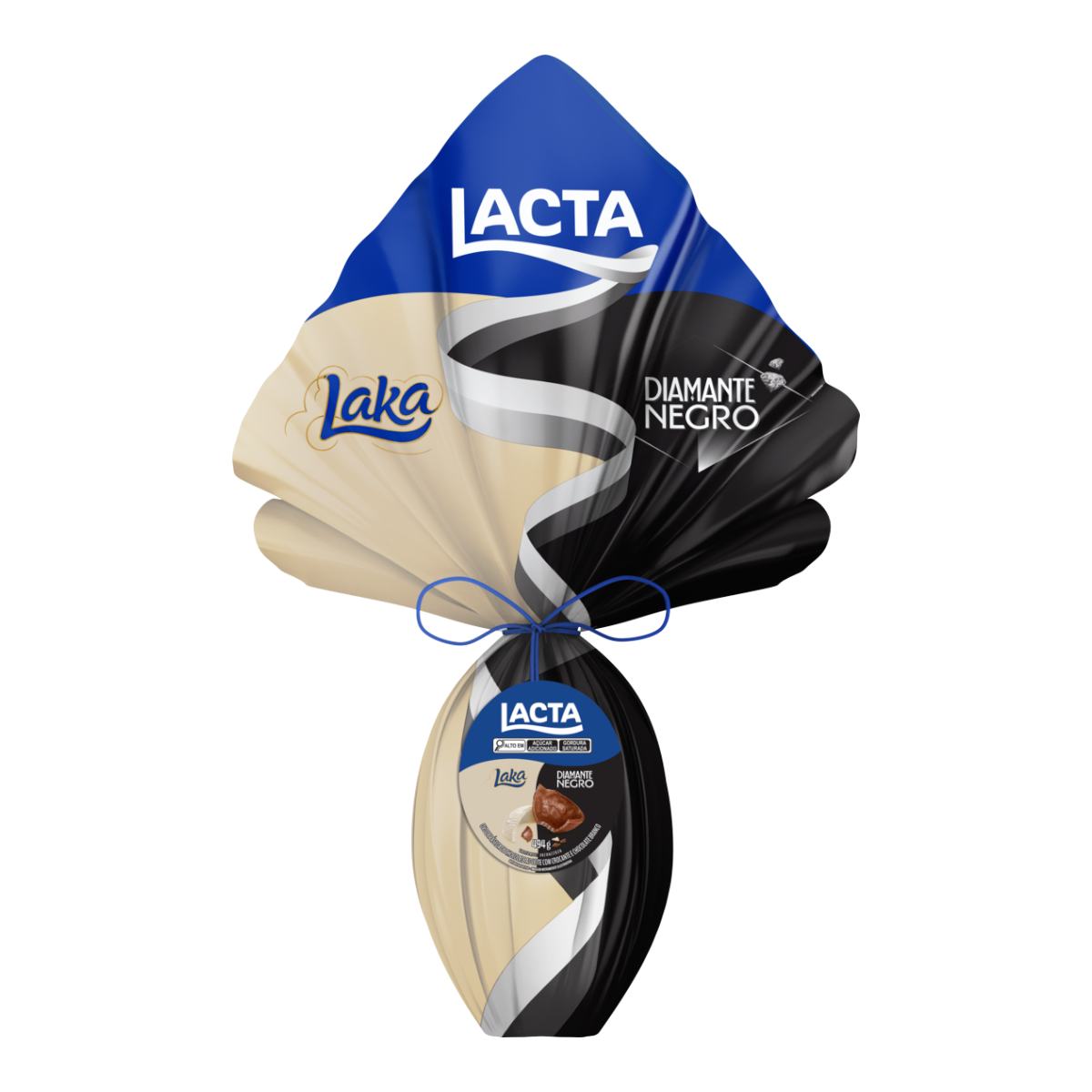 Ovo de P&aacute;scoa ao Leite e Branco Laka + Diamante Negro Lacta 494g