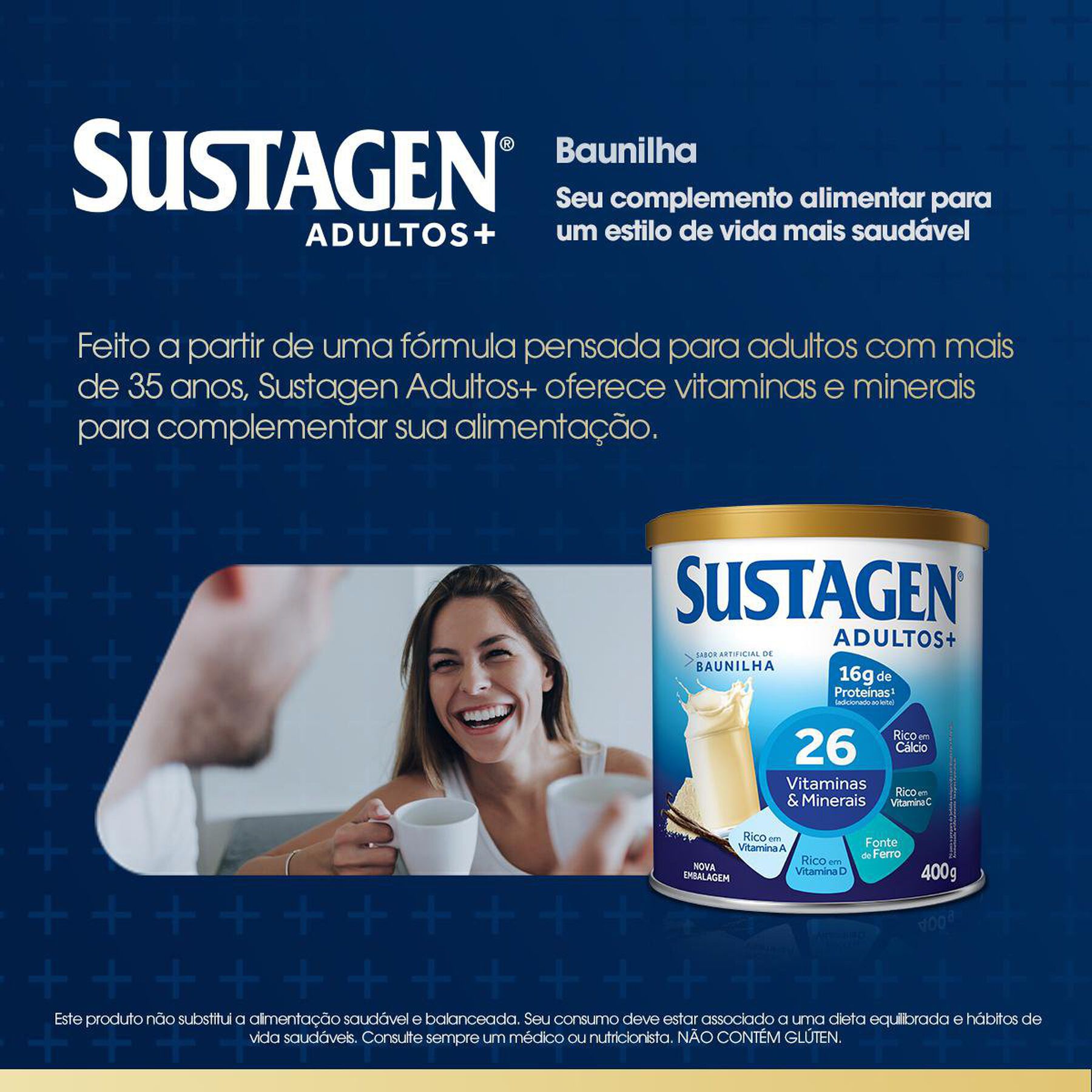 Complemento Alimentar Baunilha Sustagen Adultos+ Lata 400g