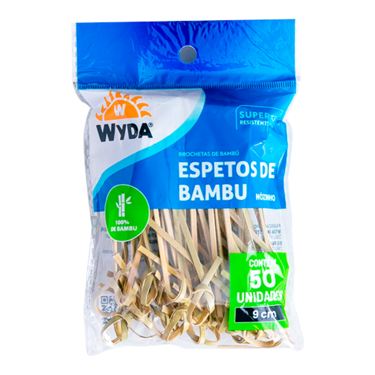 Espeto Bambu Nozinho 9cm Wyda Pacote 50 Unidades
