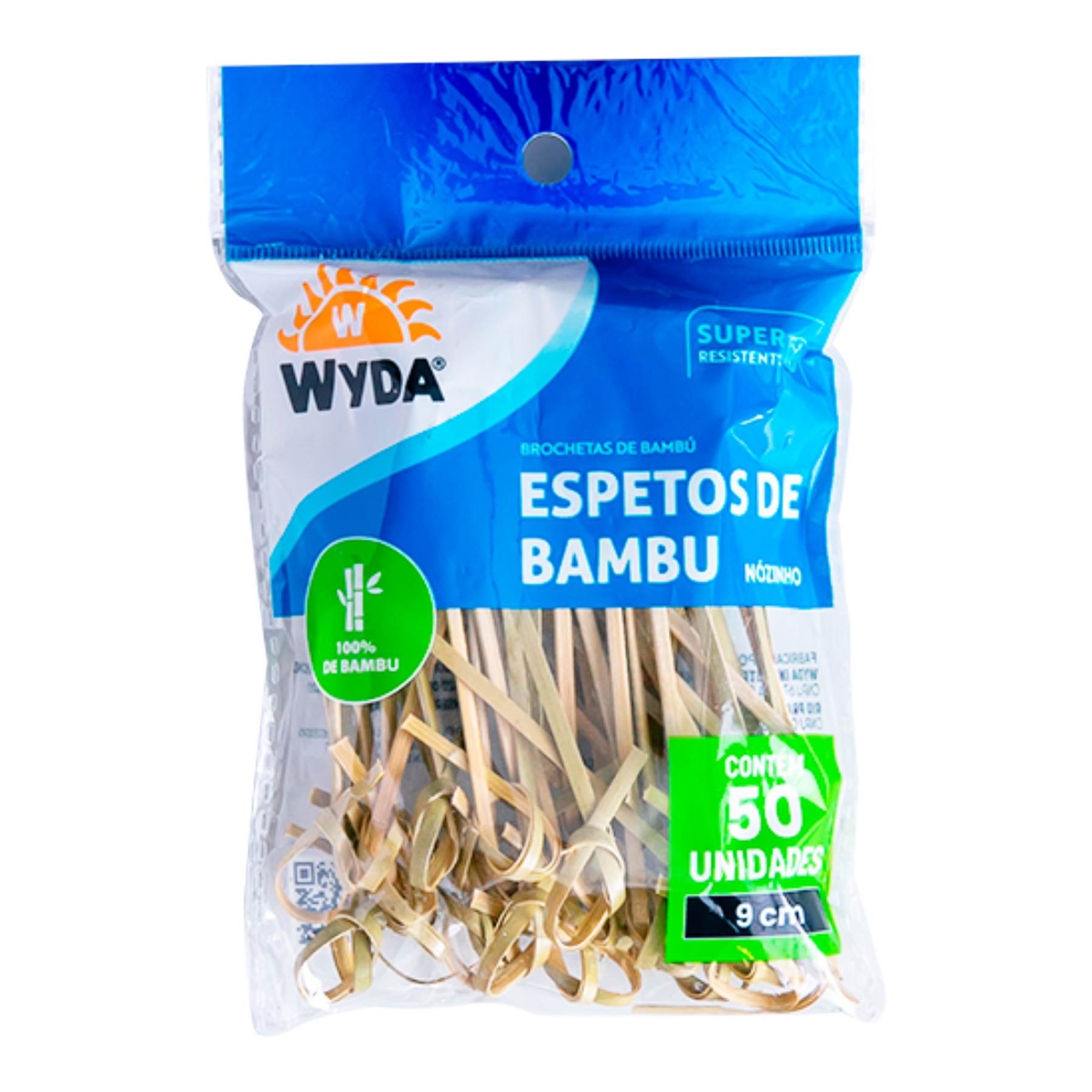 Espeto Bambu Nozinho 9cm Wyda Pacote 50 Unidades