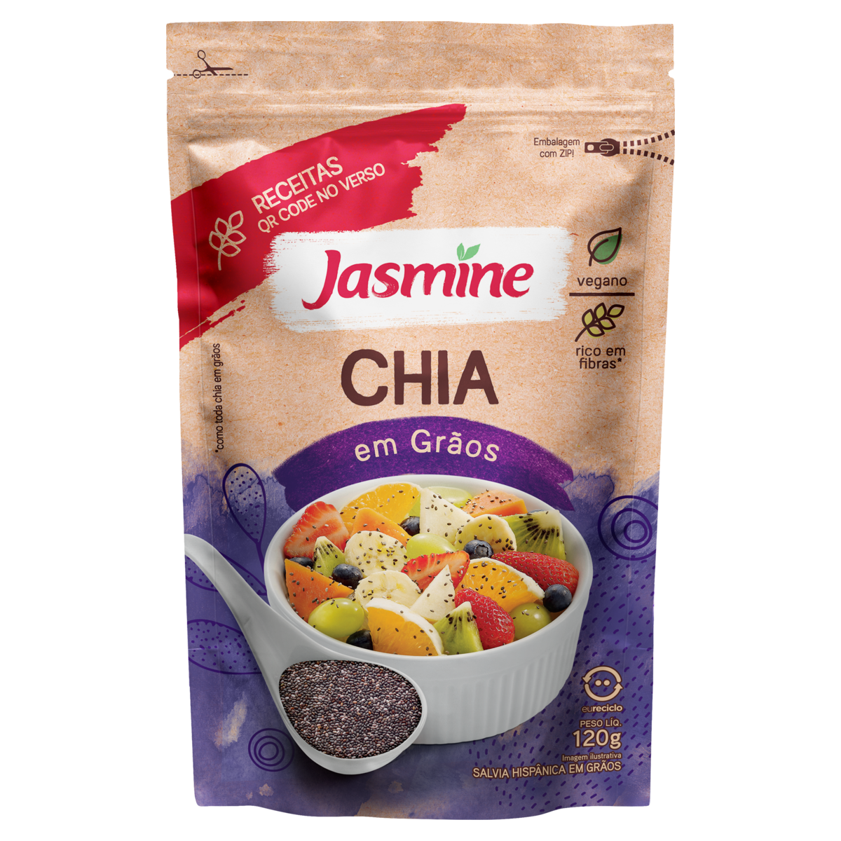 Chia em Gr&atilde;os Jasmine Pouch 120g