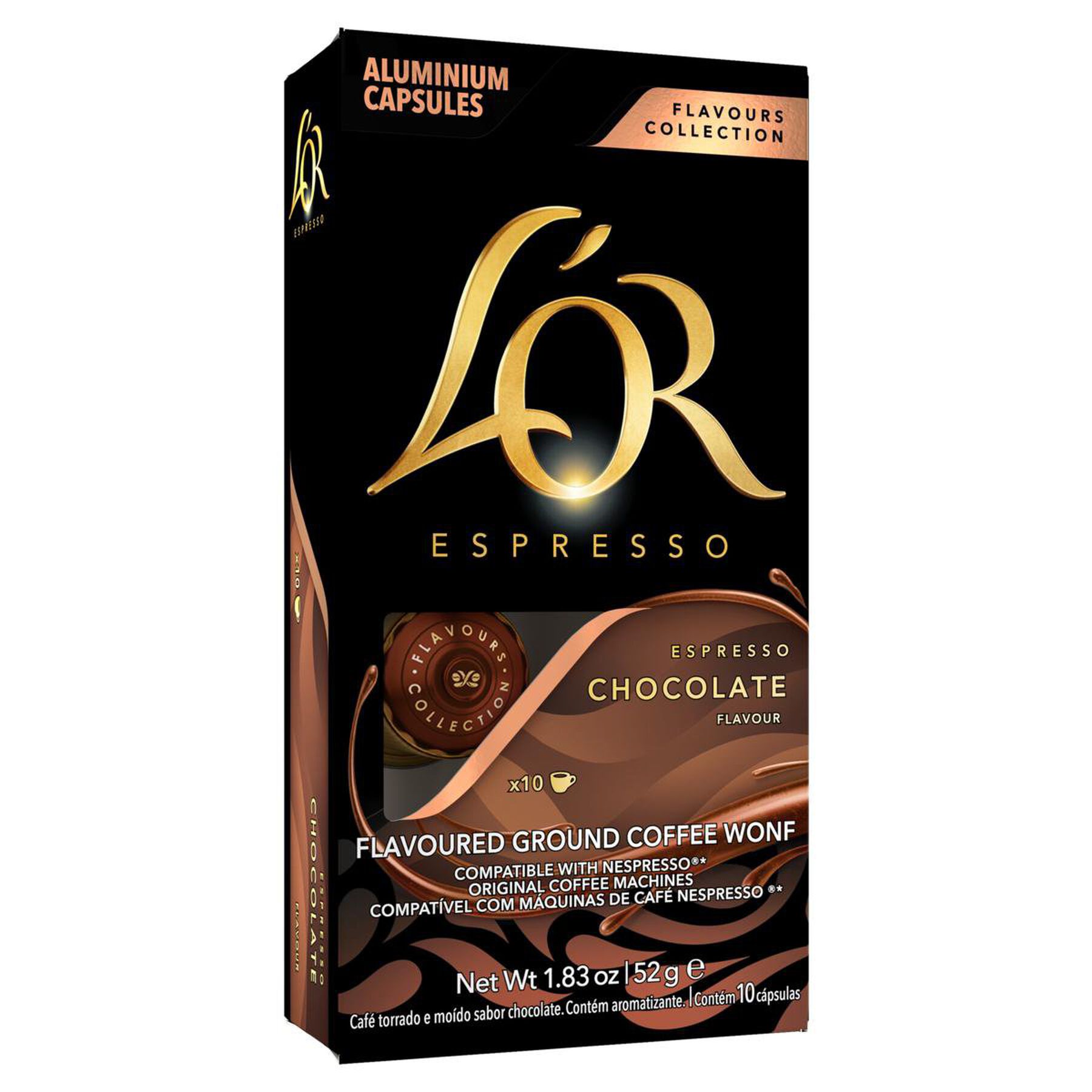 Café em Cápsula Torrado e Moído Espresso Chocolate L'or Caixa C/10 Unidades