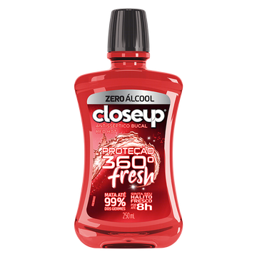 Enxaguante Bucal Antisséptico Zero Álcool Red Hot Closeup Proteção 360° Fresh Frasco 250ml